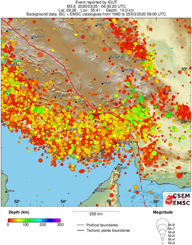 regional depth historical seismicity