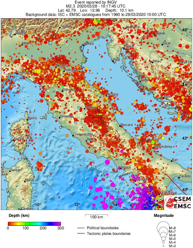 regional depth historical seismicity