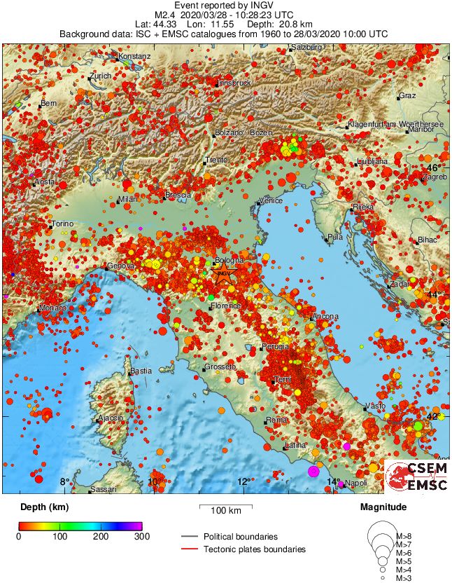 regional depth historical seismicity