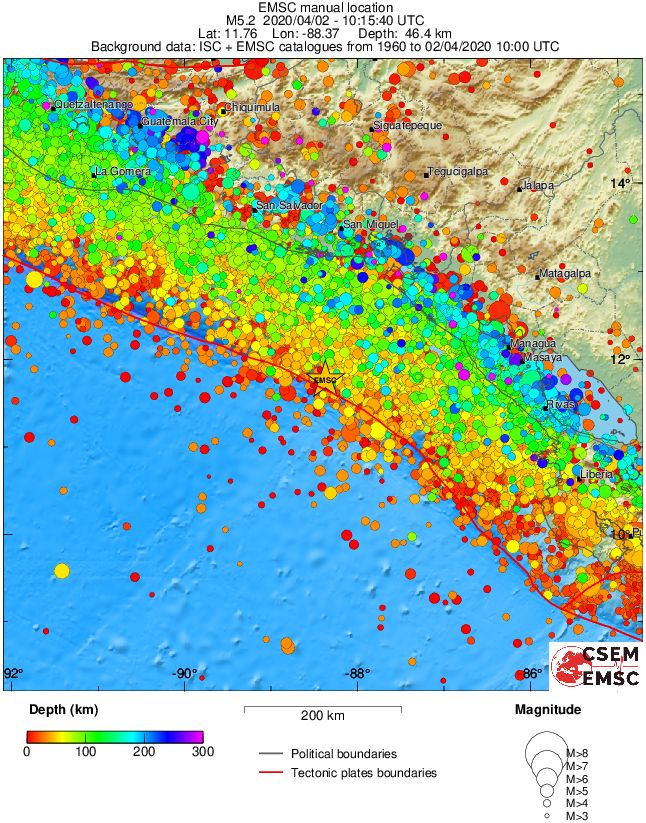 regional depth historical seismicity