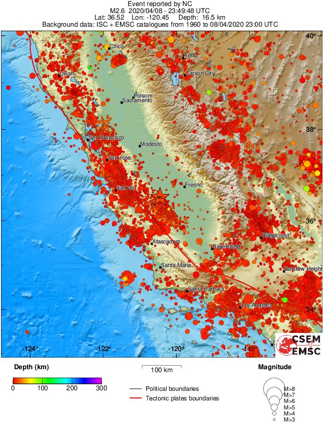 regional depth historical seismicity