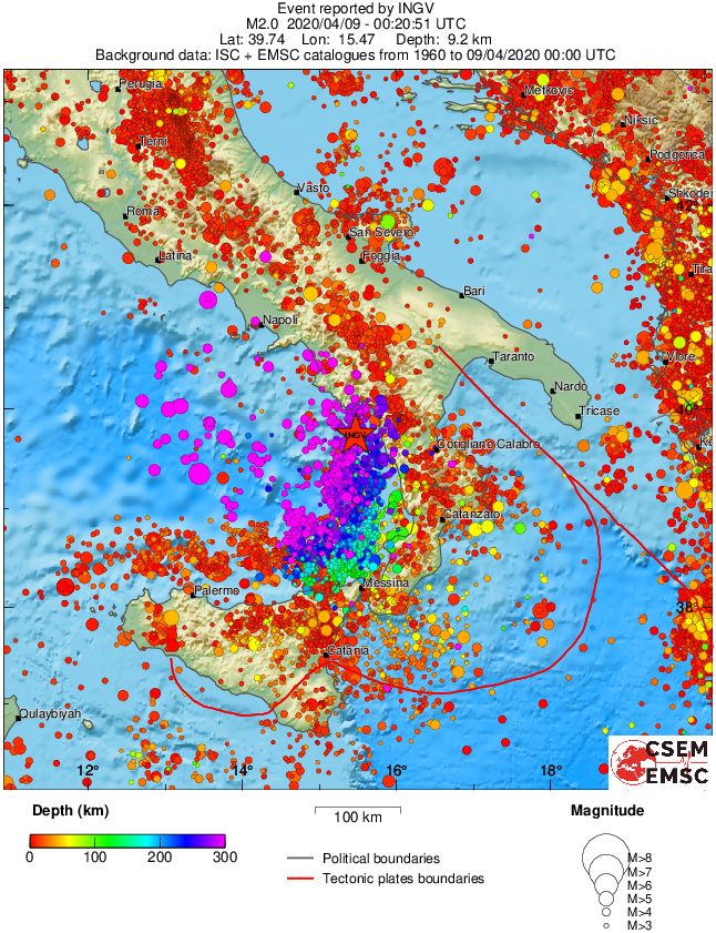 regional depth historical seismicity
