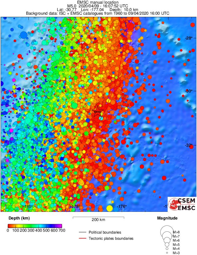 regional depth historical seismicity