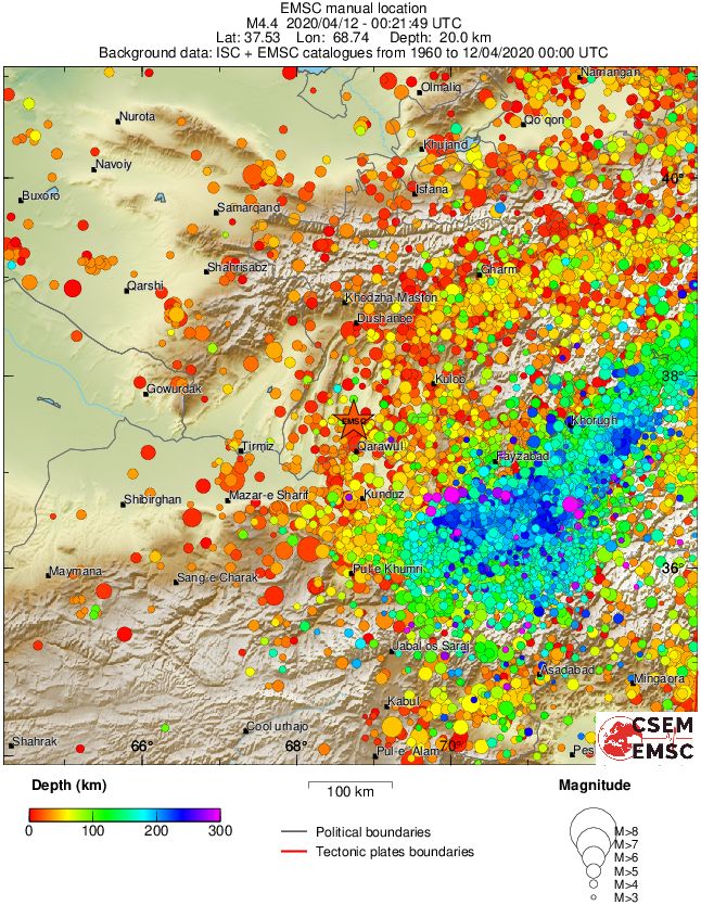 regional depth historical seismicity