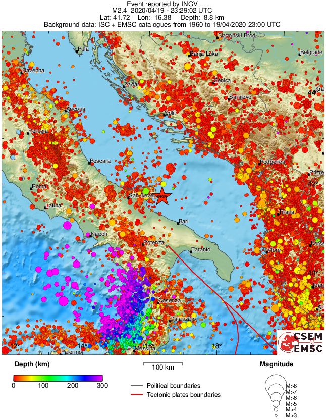 regional depth historical seismicity