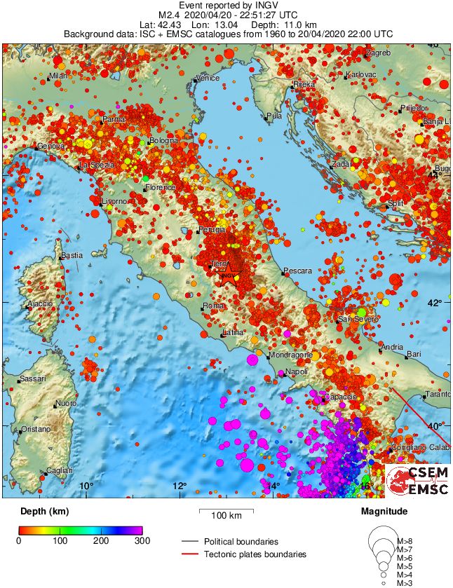 regional depth historical seismicity