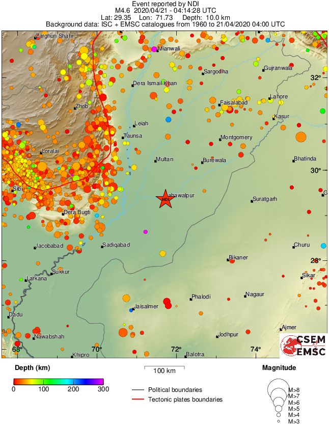 regional depth historical seismicity
