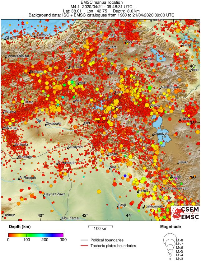 regional depth historical seismicity