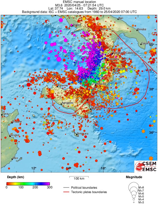 regional depth historical seismicity