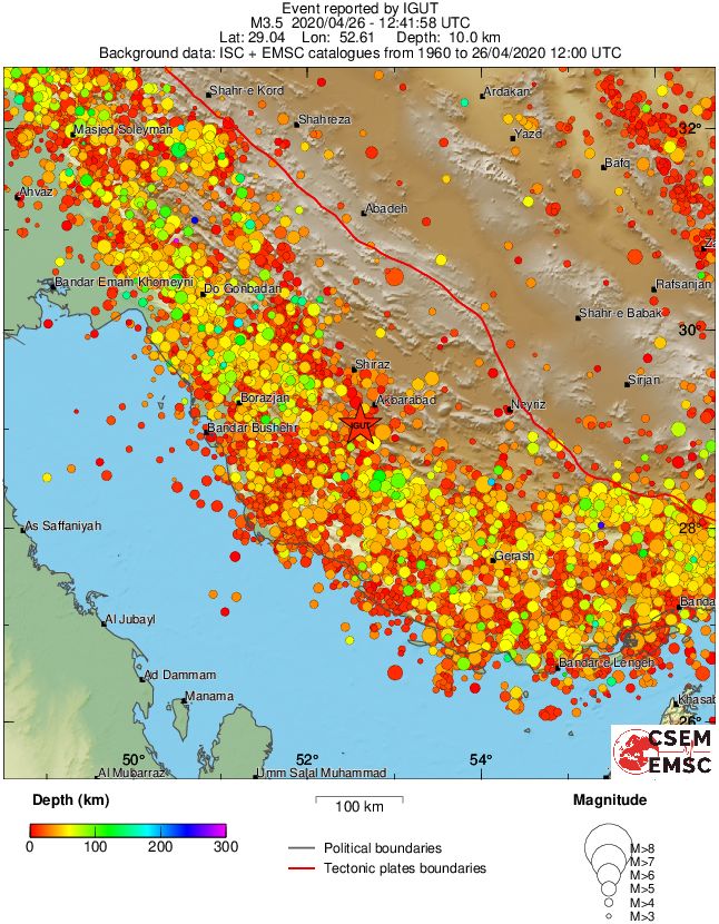 regional depth historical seismicity
