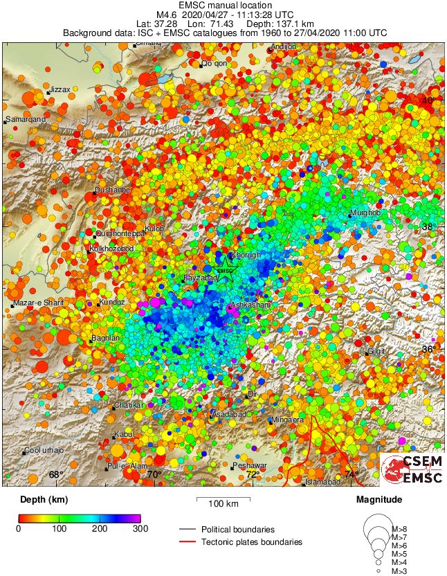 regional depth historical seismicity