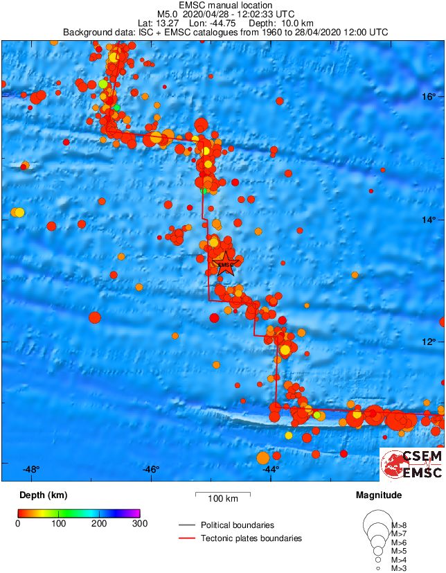 regional depth historical seismicity