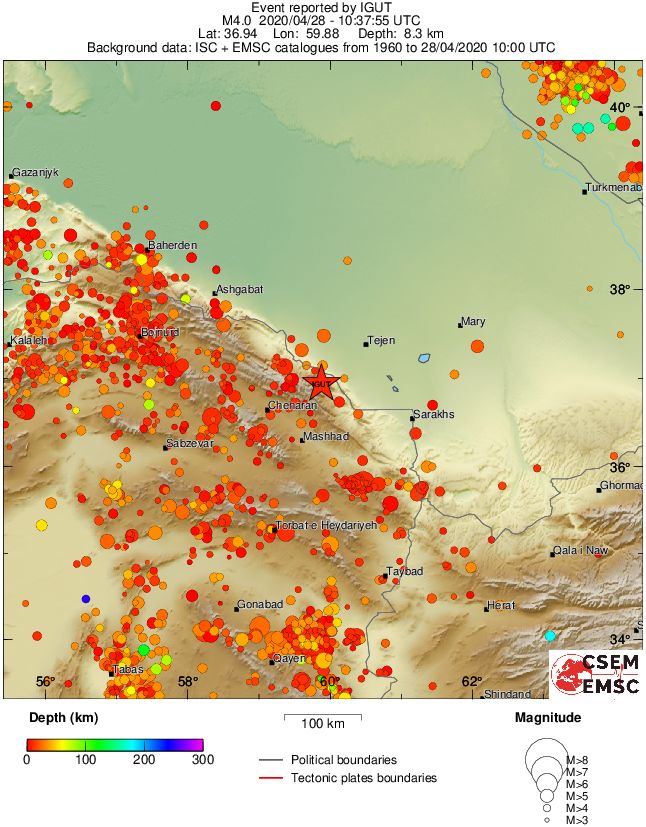 regional depth historical seismicity