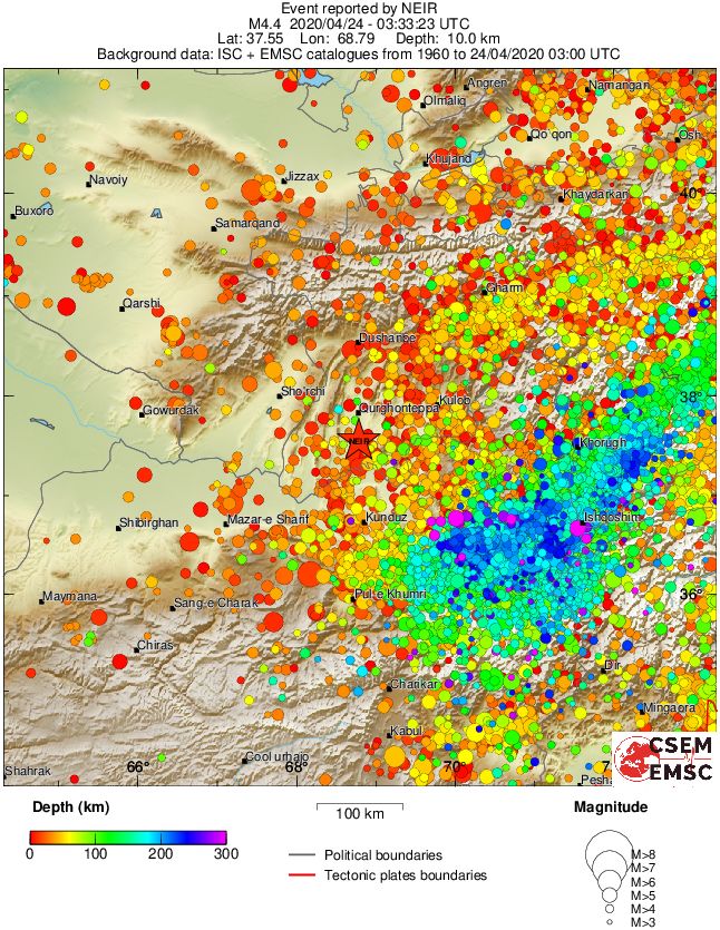 regional depth historical seismicity