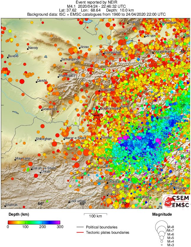 regional depth historical seismicity