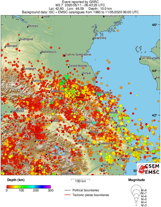 regional depth historical seismicity