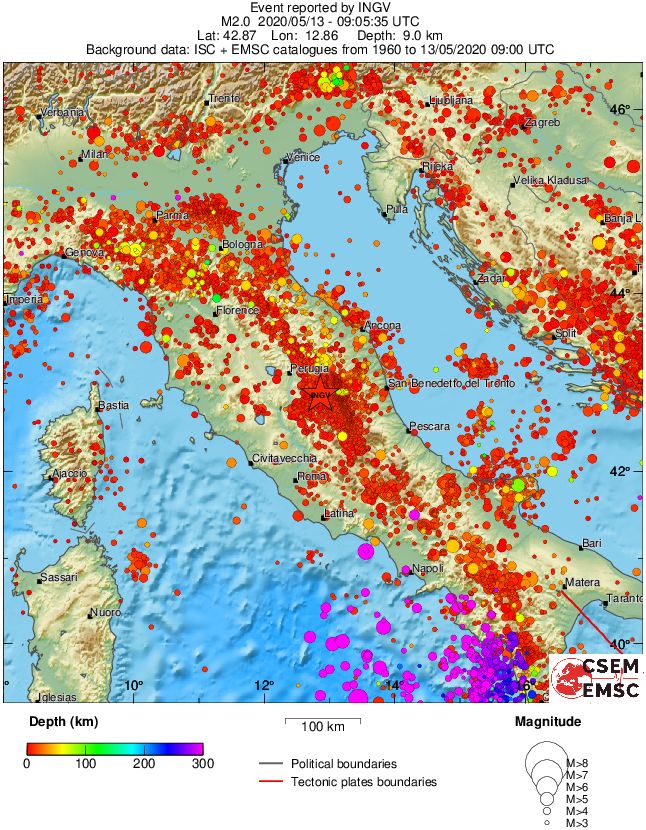 regional depth historical seismicity