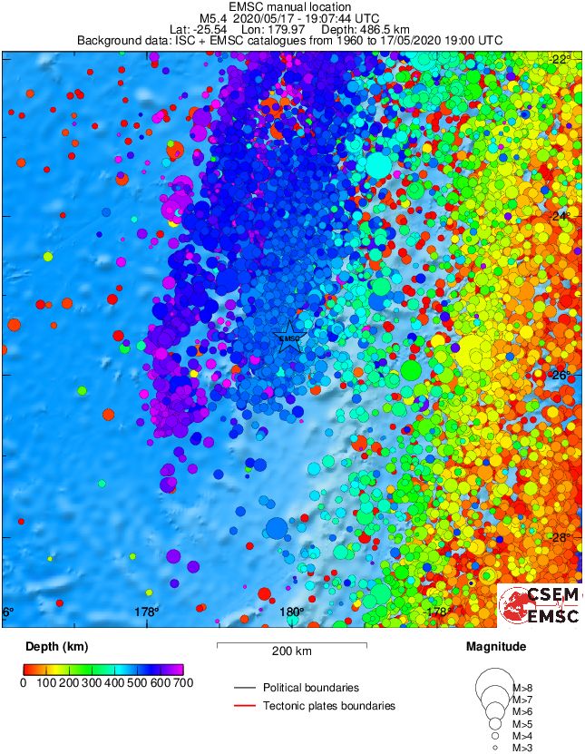 regional depth historical seismicity