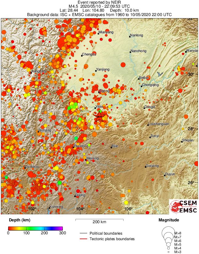 regional depth historical seismicity