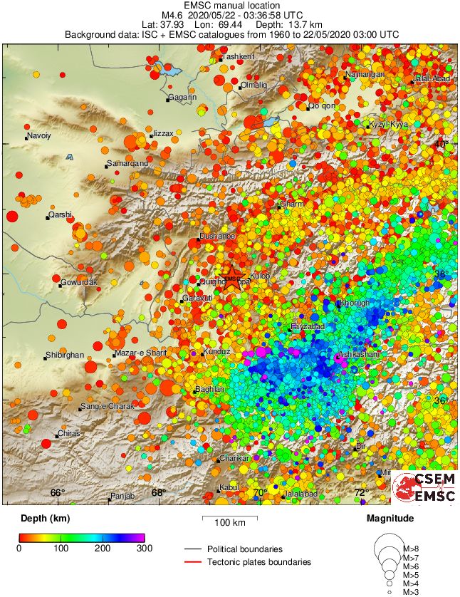 regional depth historical seismicity