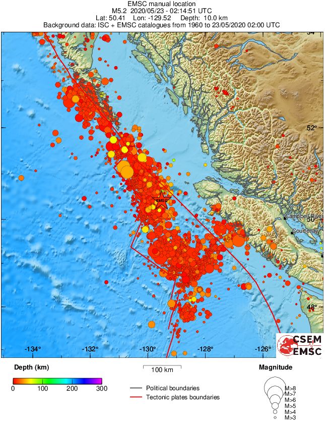 regional depth historical seismicity