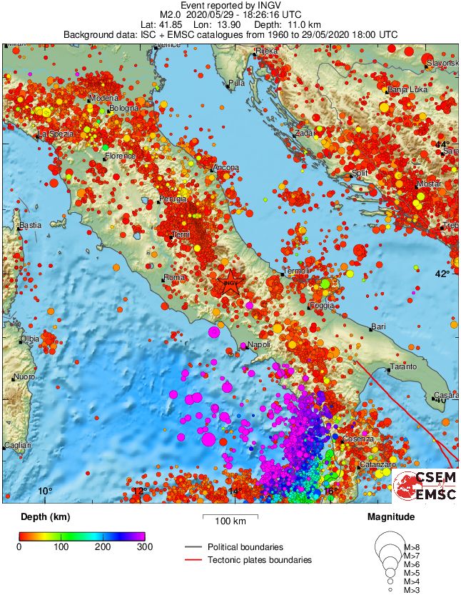 regional depth historical seismicity
