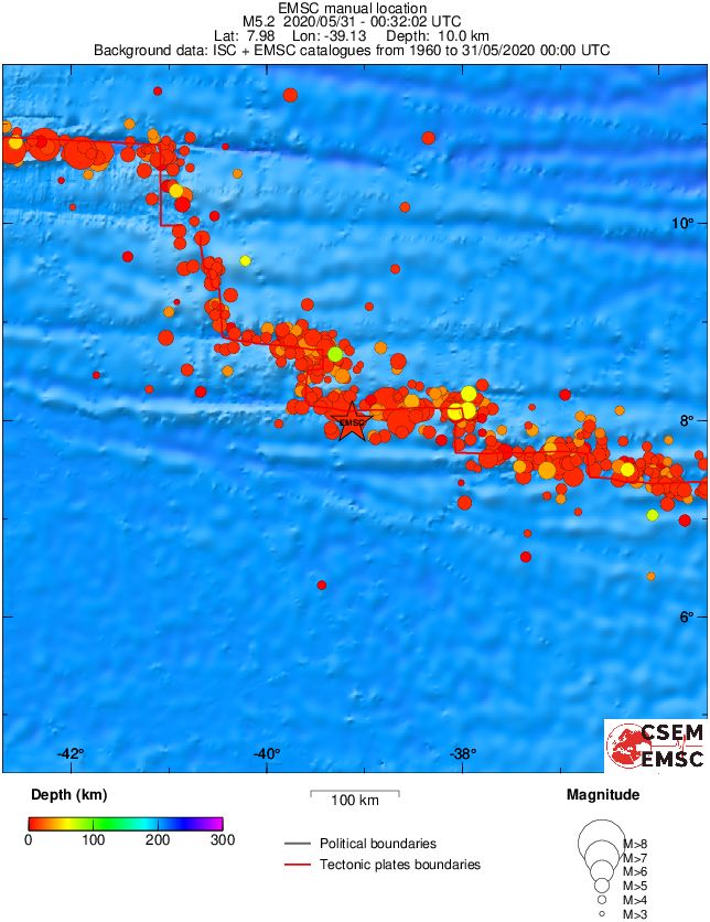 regional depth historical seismicity