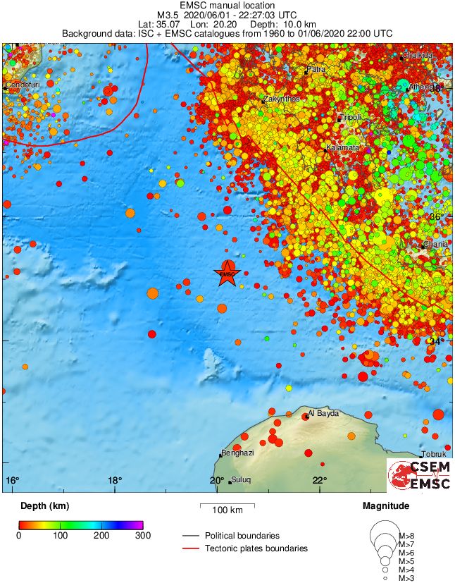 regional depth historical seismicity