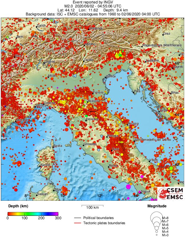 regional depth historical seismicity