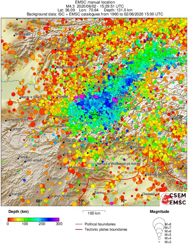 regional depth historical seismicity