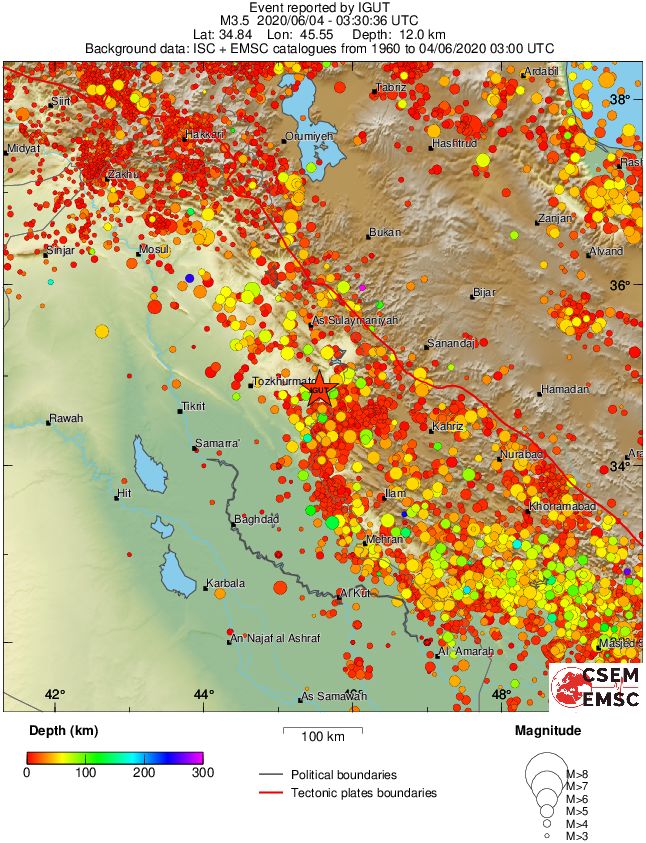 regional depth historical seismicity