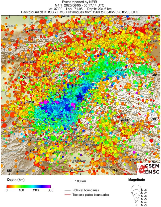 regional depth historical seismicity