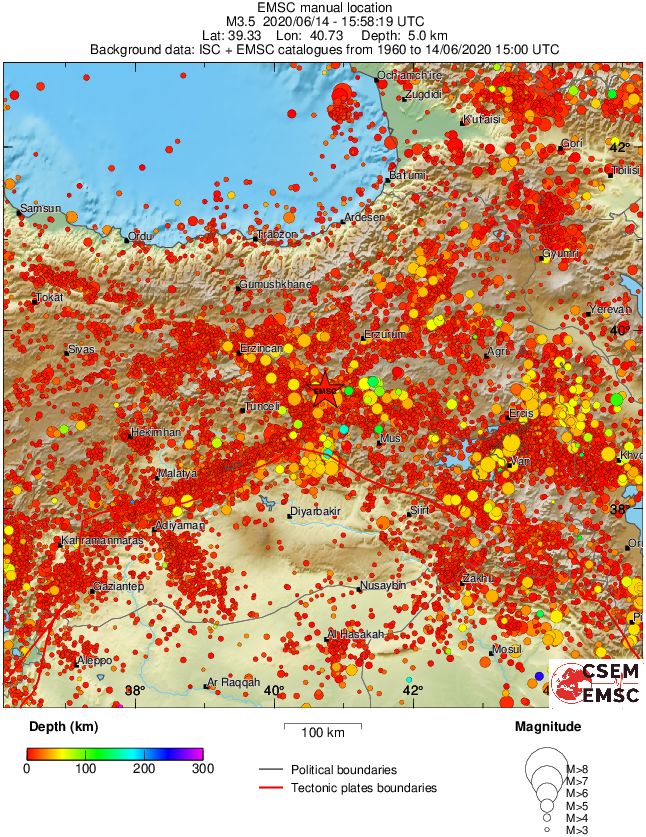 regional depth historical seismicity