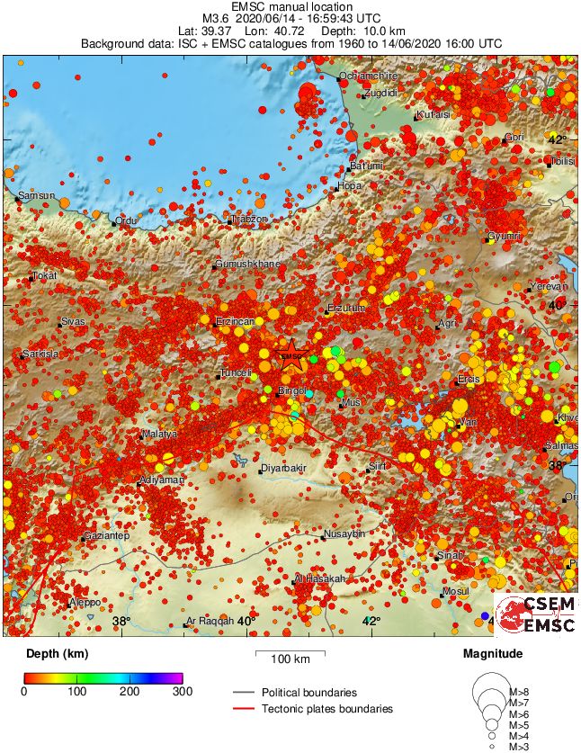 regional depth historical seismicity