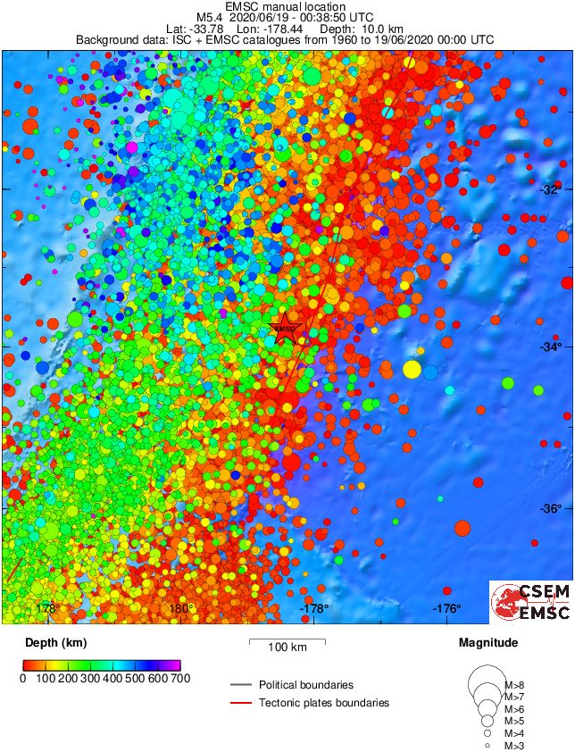 regional depth historical seismicity