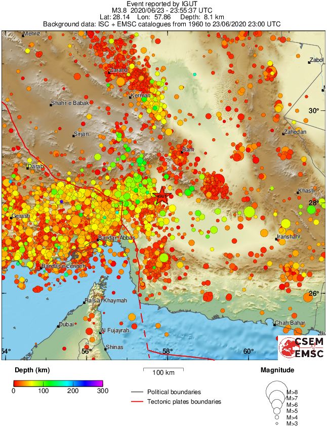 regional depth historical seismicity