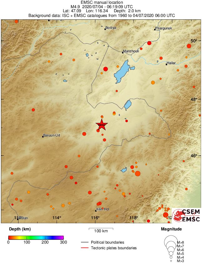 regional depth historical seismicity