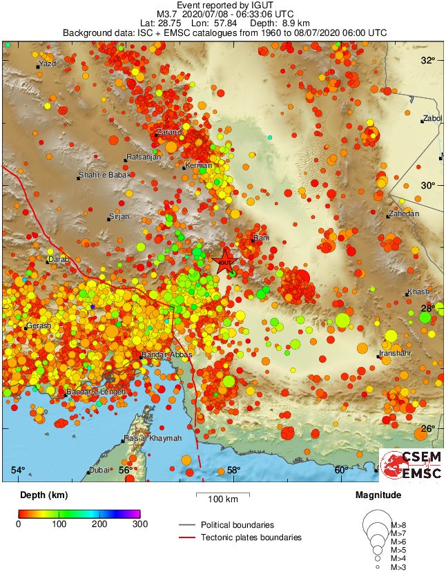 regional depth historical seismicity