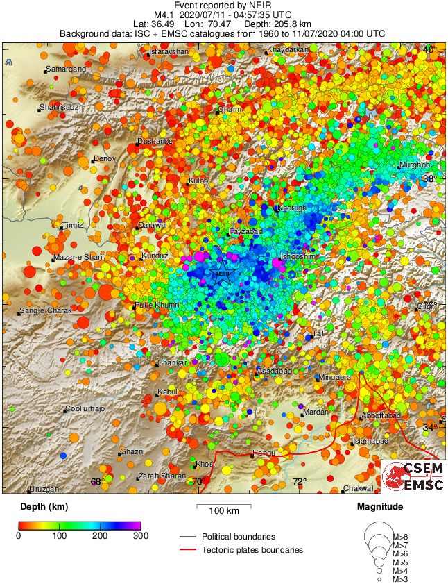 regional depth historical seismicity