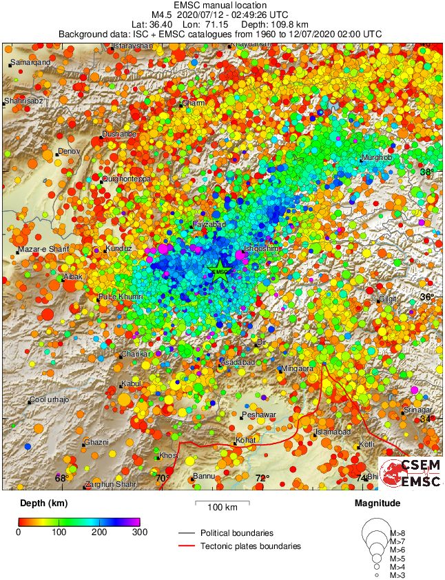 regional depth historical seismicity