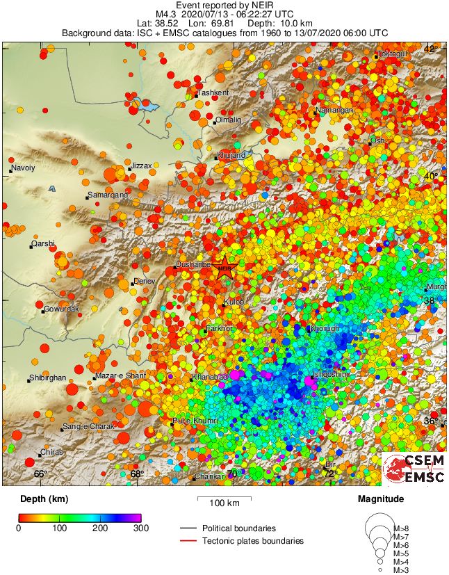 regional depth historical seismicity