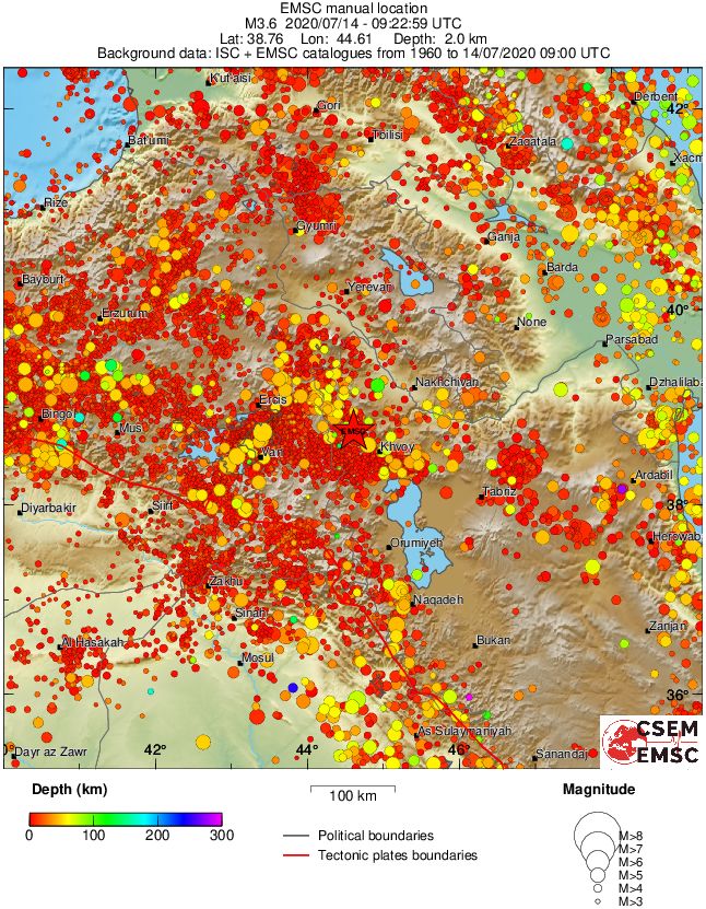 regional depth historical seismicity