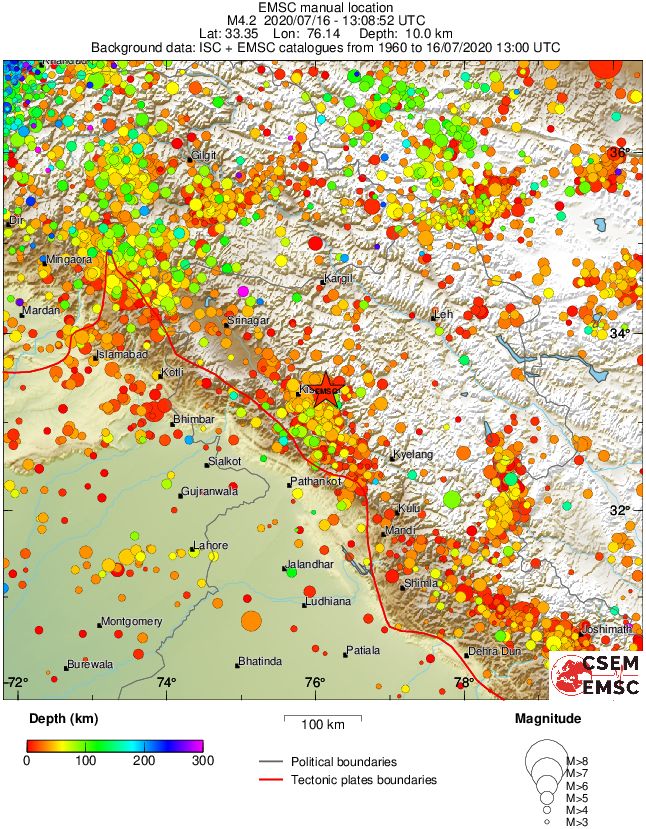regional depth historical seismicity