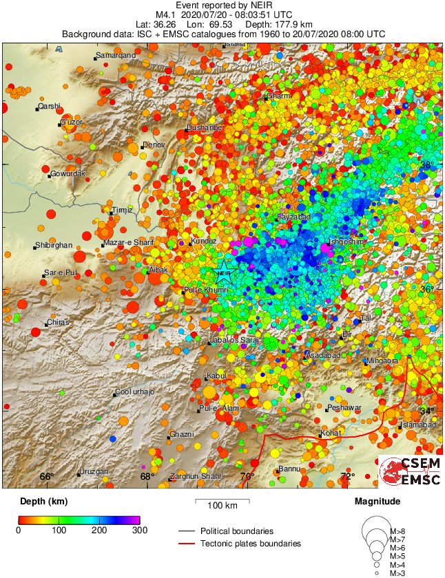 regional depth historical seismicity