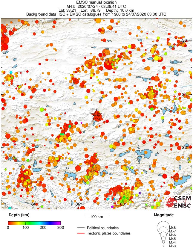 regional depth historical seismicity