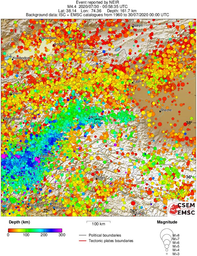 regional depth historical seismicity