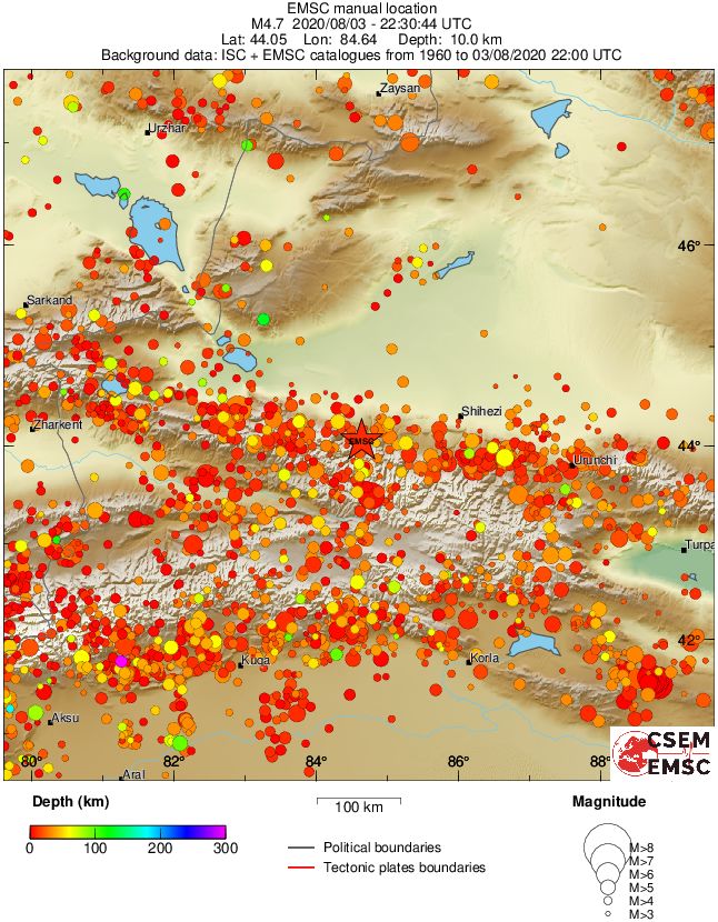 regional depth historical seismicity