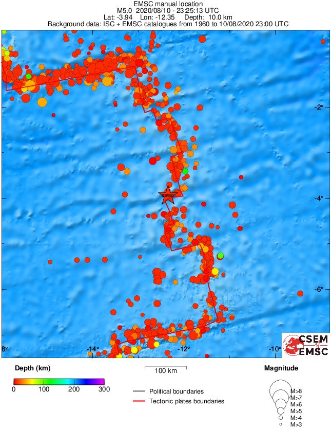 regional depth historical seismicity