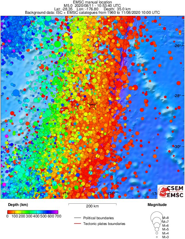 regional depth historical seismicity