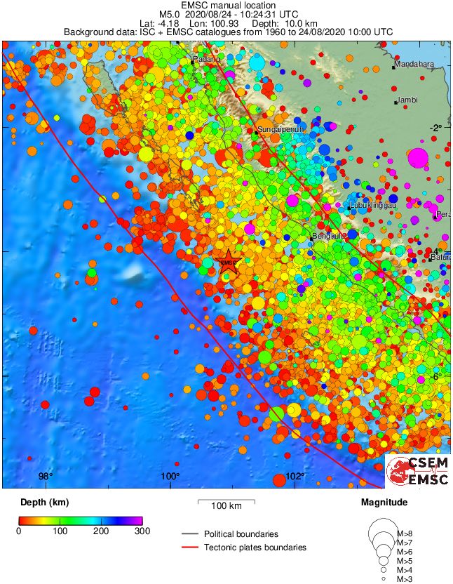 regional depth historical seismicity